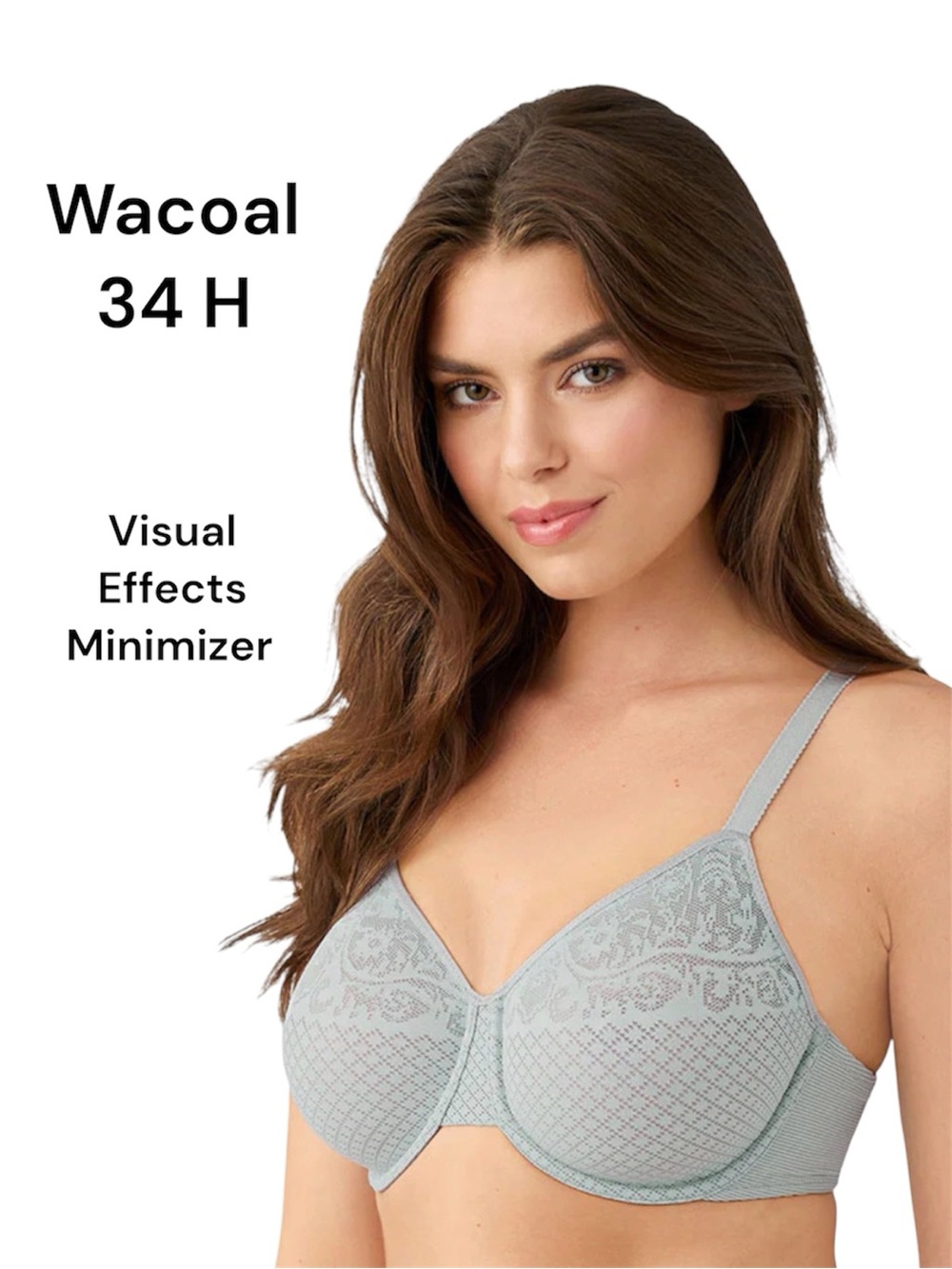 Wacoal Light Gray Visual Effects Minimizer Underwire Bra 34H